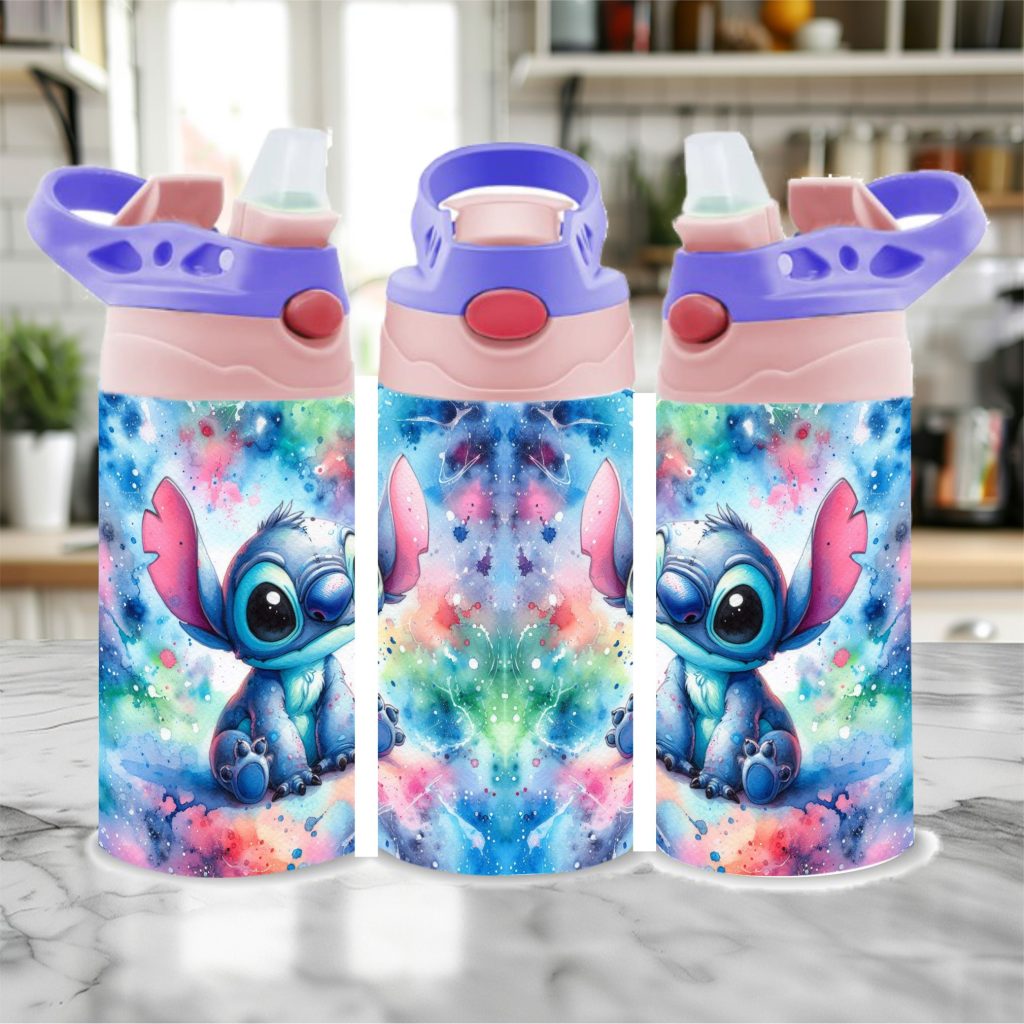 Kids Pink Stainless Steel Flip Top Sippy Cup 300ml/12oz - Stitch01