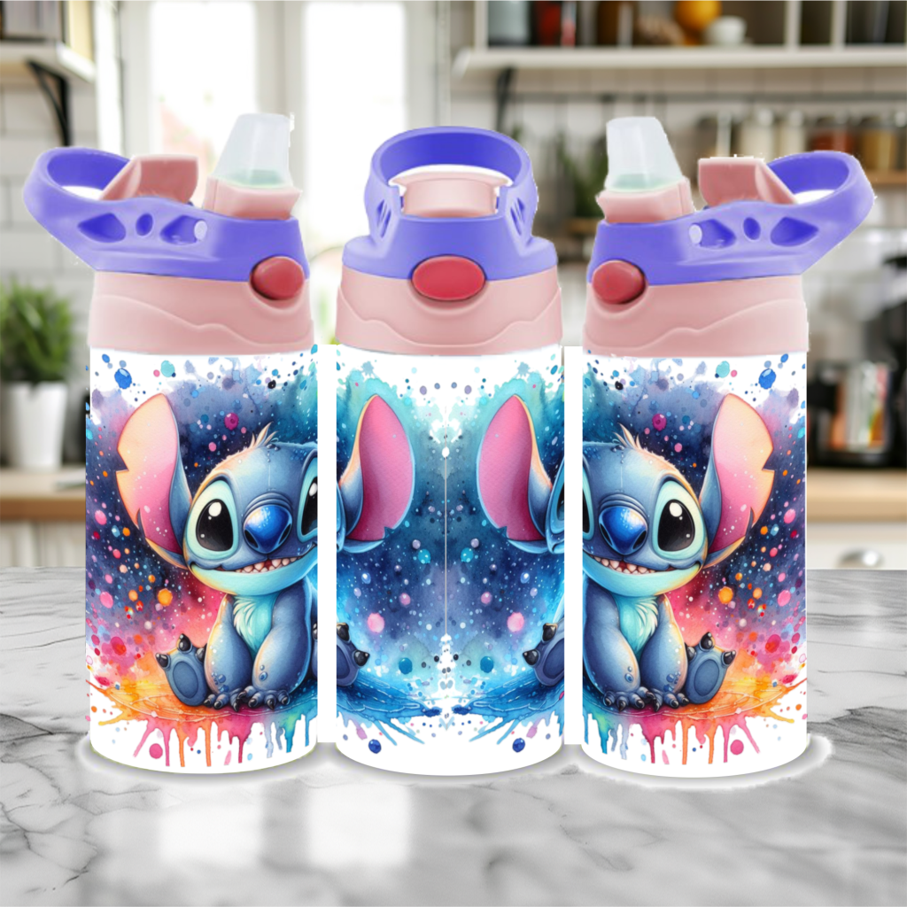 Kids Pink Stainless Steel Flip Top Sippy Cup 300ml/12oz - Stitch02