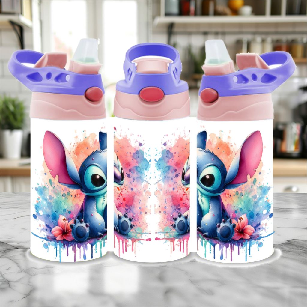 Kids Pink Stainless Steel Flip Top Sippy Cup 300ml/12oz - Stitch05