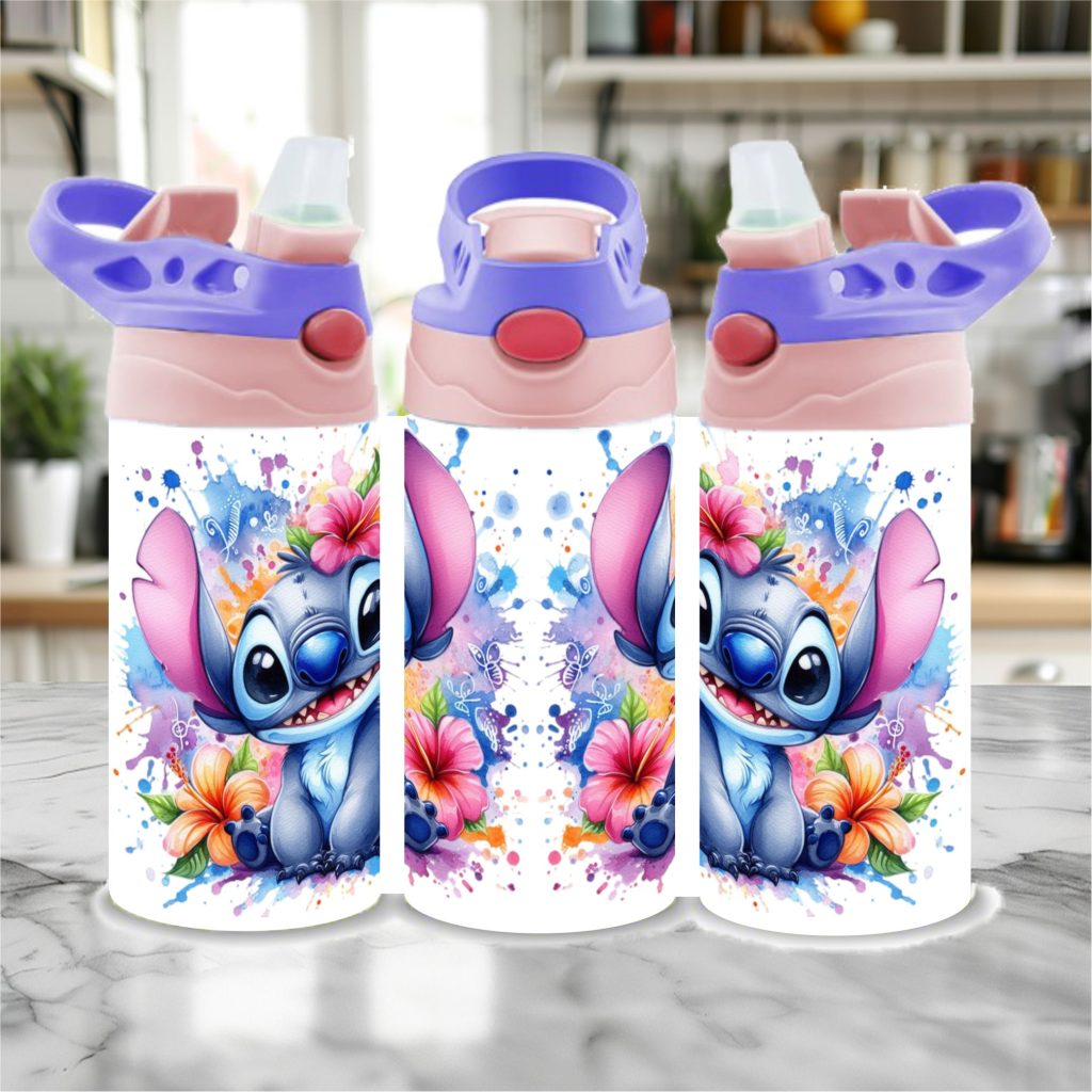 Kids Pink Stainless Steel Flip Top Sippy Cup 300ml/12oz - Stitch10