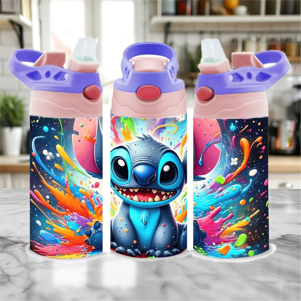 Kids Pink Stainless Steel Flip Top Sippy Cup 300ml/12oz - Stitch11