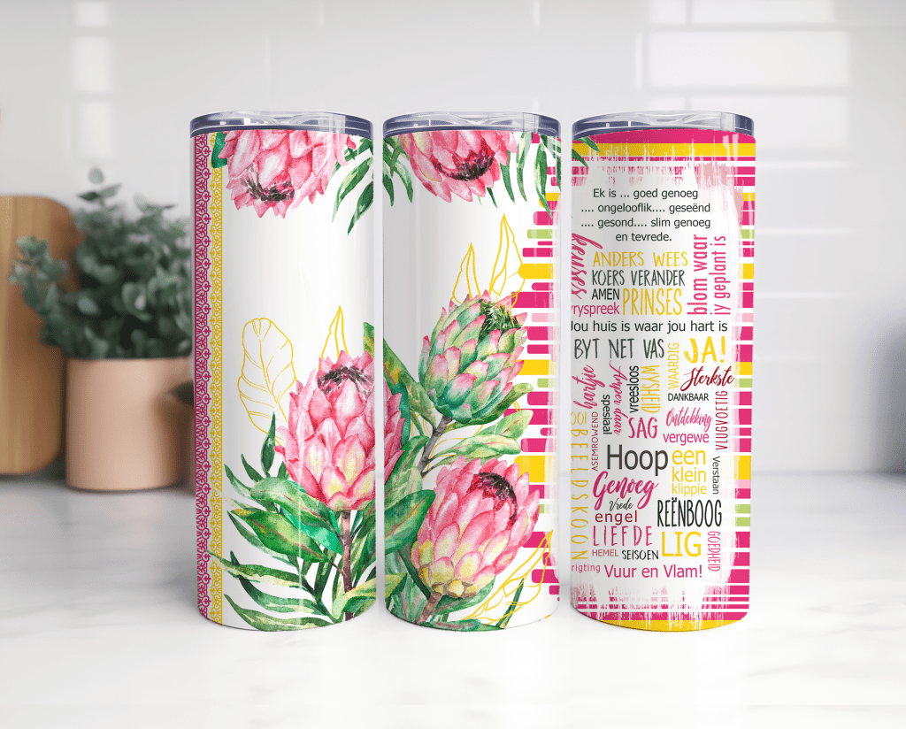 20oz Tumbler Protea Pienk en geel