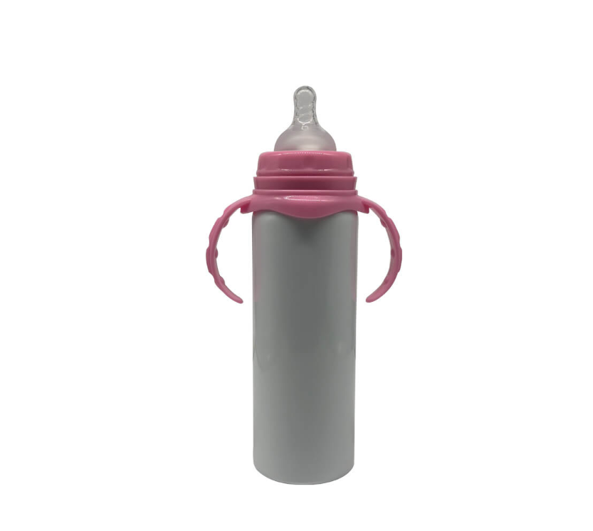 Baby Milk Bottle Pink Cap 350ml Stainless Steel 2
