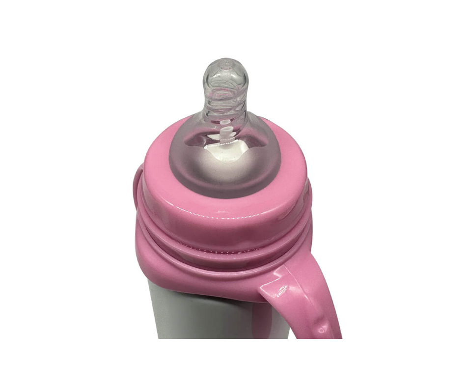 Baby Milk Bottle Pink Cap 350ml Stainless Steel 3