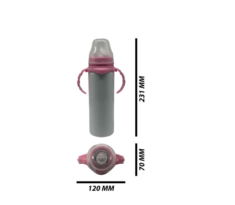 Baby Milk Bottle Pink Cap 350ml Stainless Steel 5