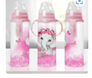 Baby Milk Bottle Pink Cap 350ml Stainless Steel - Pink Elephant