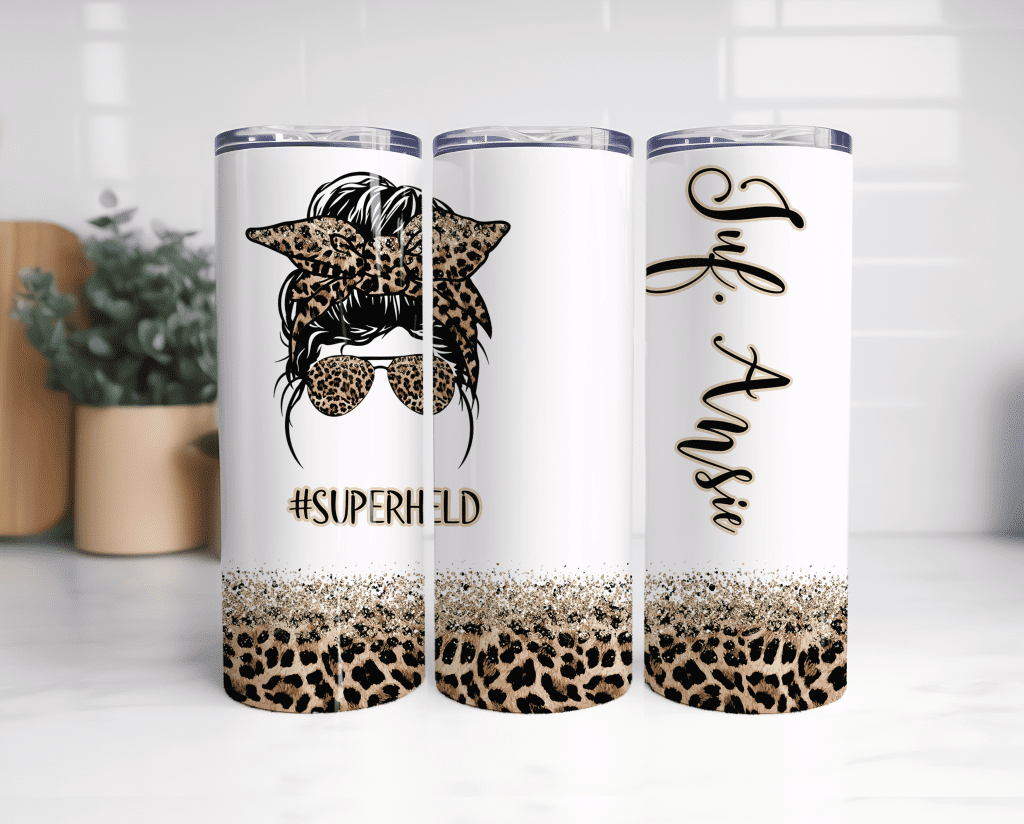 20oz Tumbler Juffrou Leopard Print