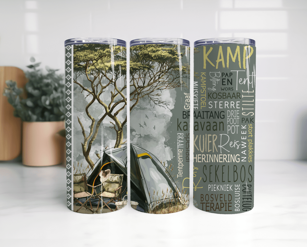 20oz Tumbler Kamp Man Tent