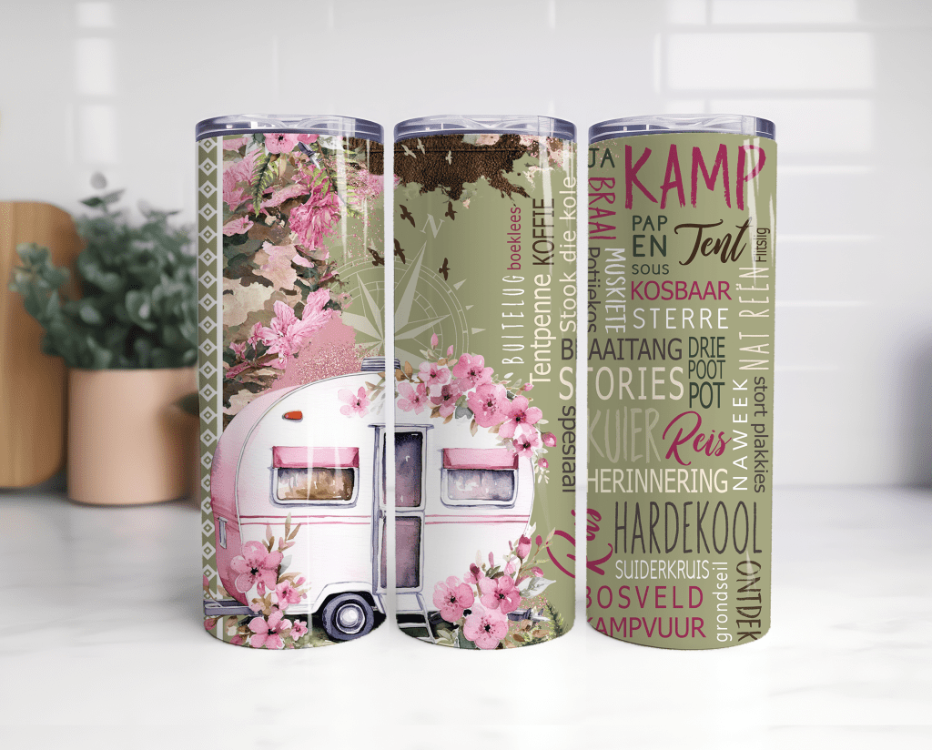 20oz Tumbler Kamp Pienk Karavaan #
