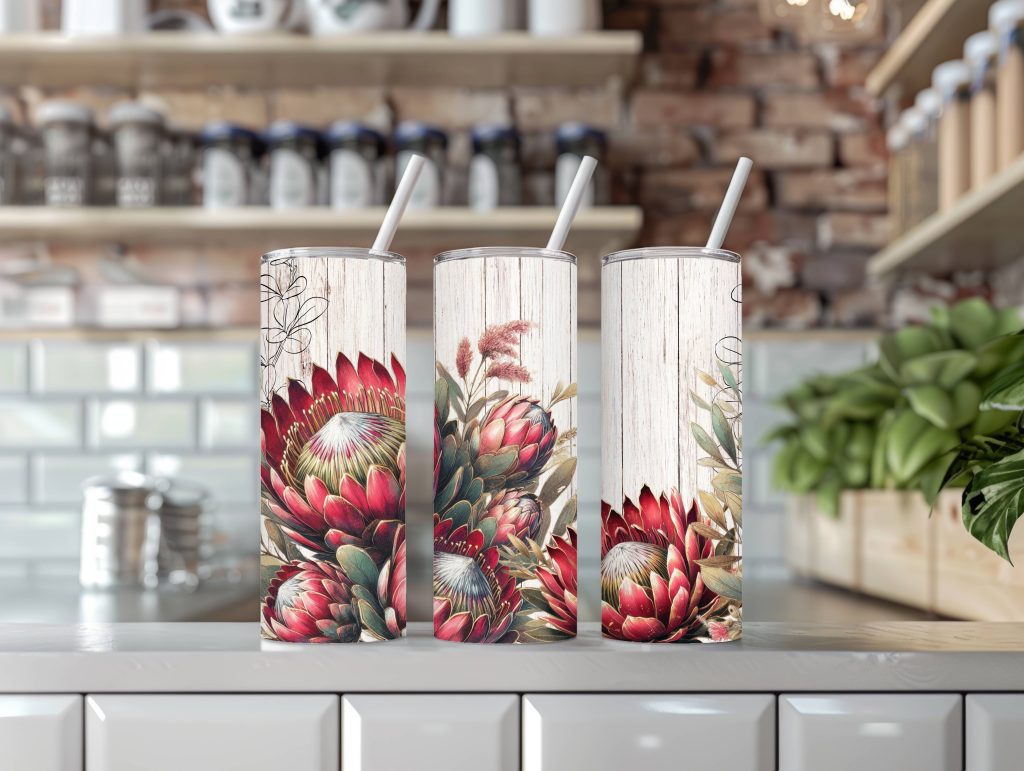 20oz Tumbler Afrikaans inspirerende woorde  Rooi Protea 5